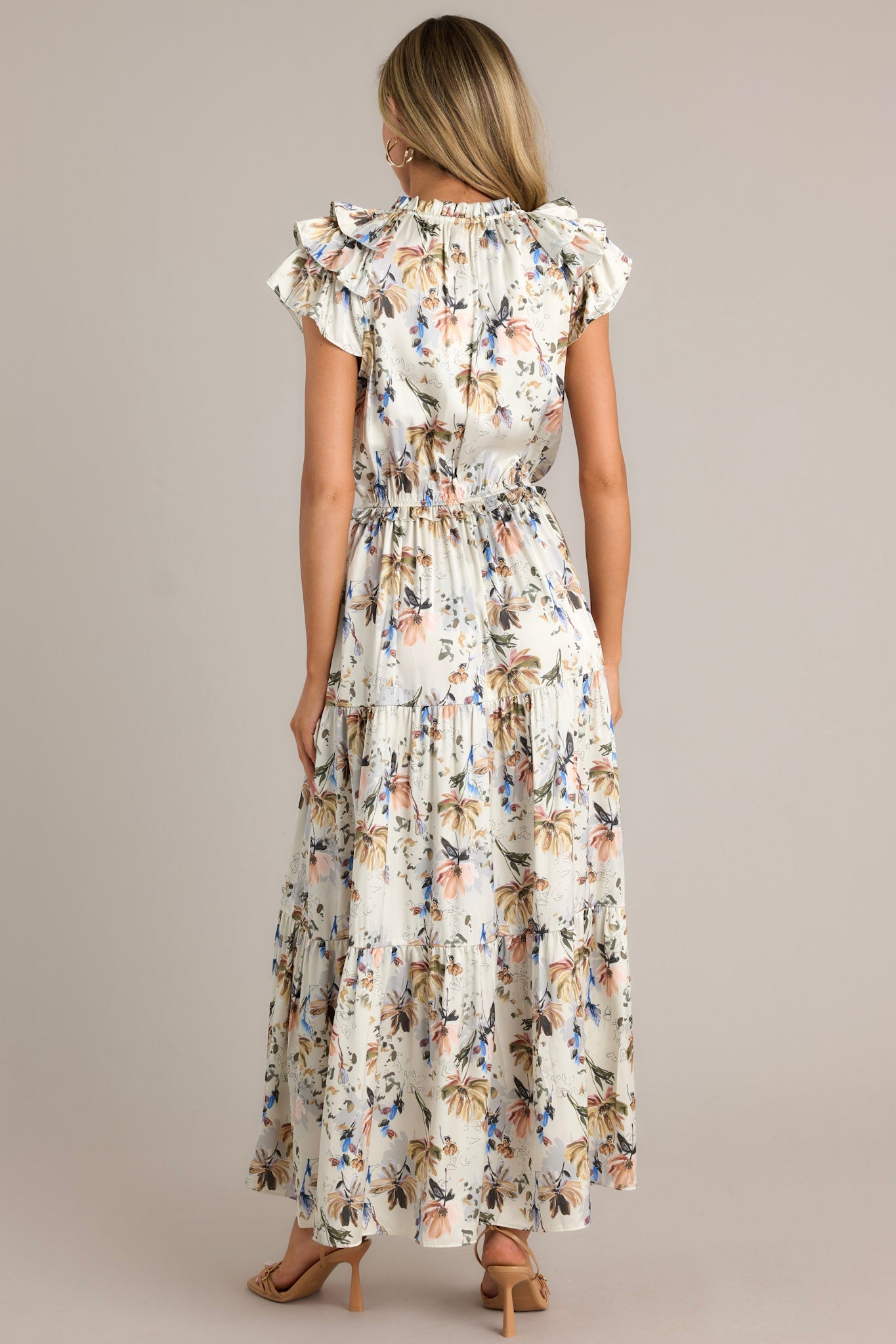 Jasmine Breeze Ivory Floral Maxi Dress
