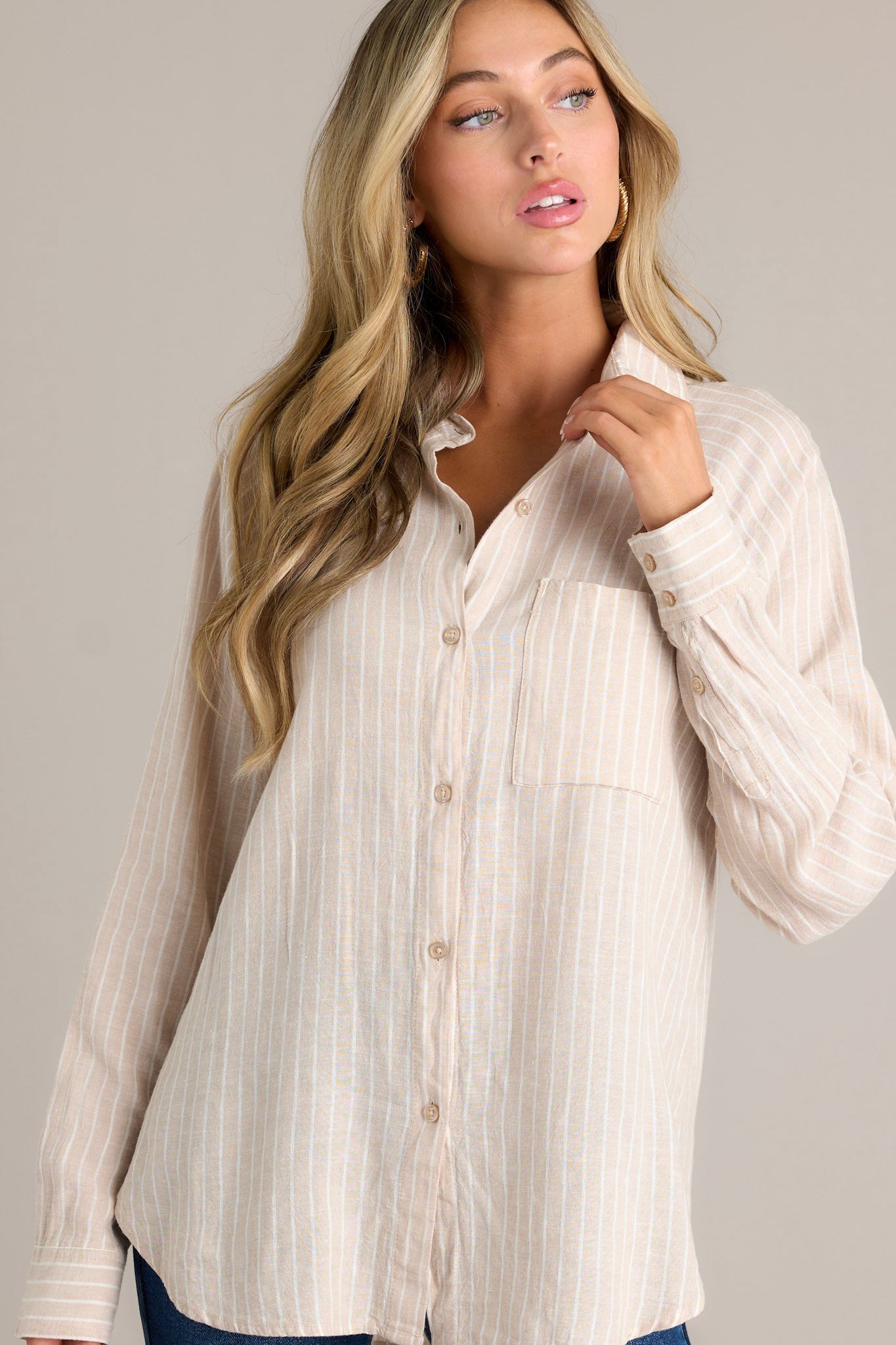 Z Supply The Perfect Linen Putty Stripe Top