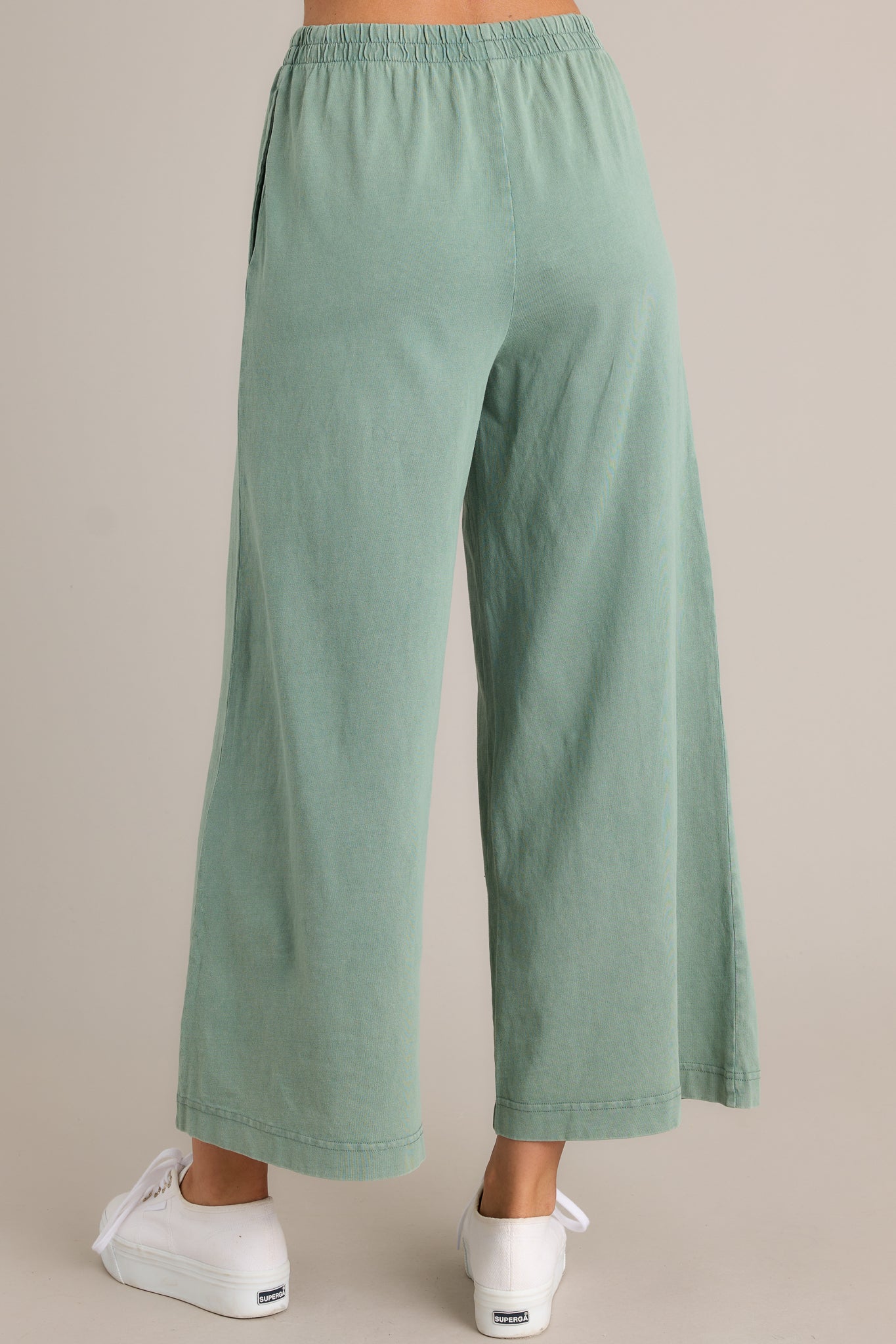 Z Supply Scout Palm Green Cotton Jersey Flare Pants