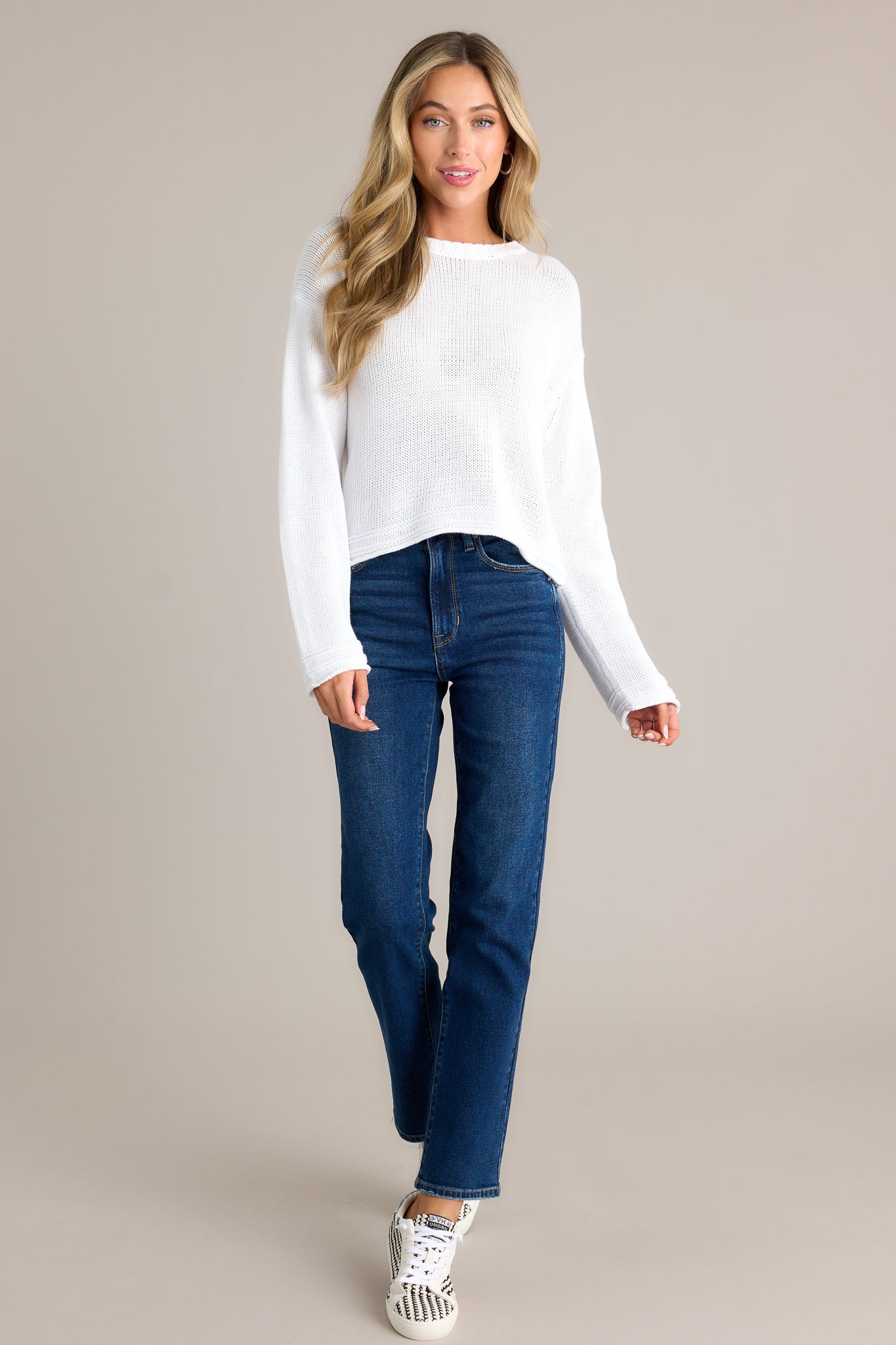 Z Supply Emerson White Cropped Sweater