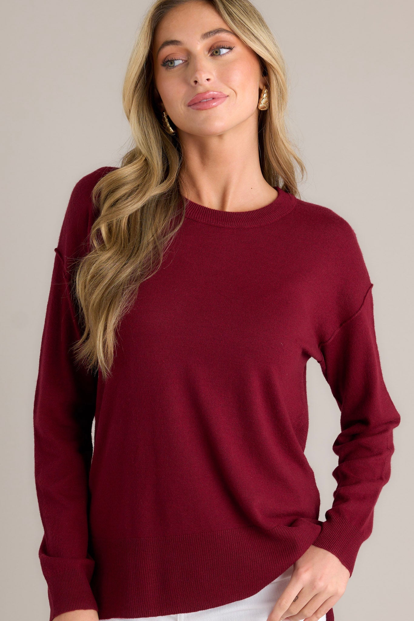 Bonfire Weekends Burgundy Sweater