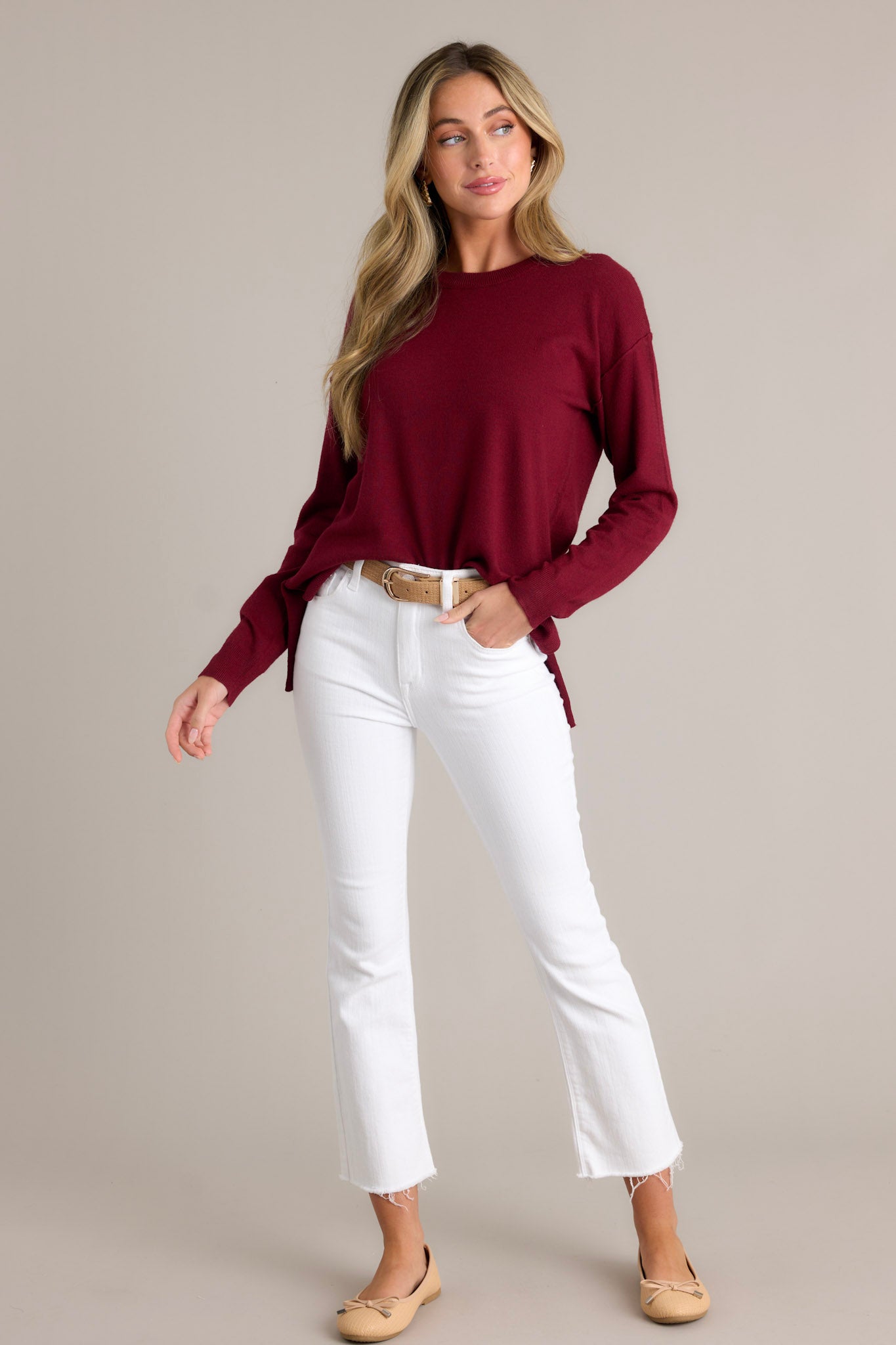 Bonfire Weekends Burgundy Sweater