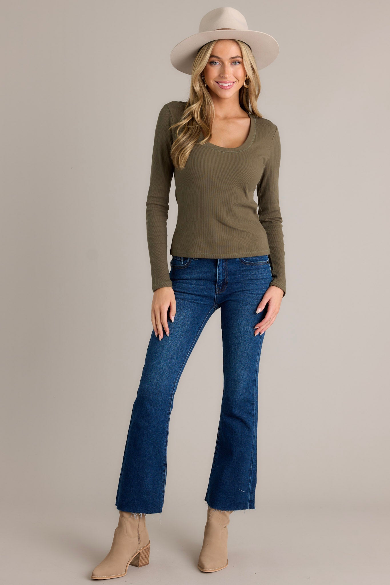 Z Supply Sirena Rib Grape Leaf Green Long Sleeve Top