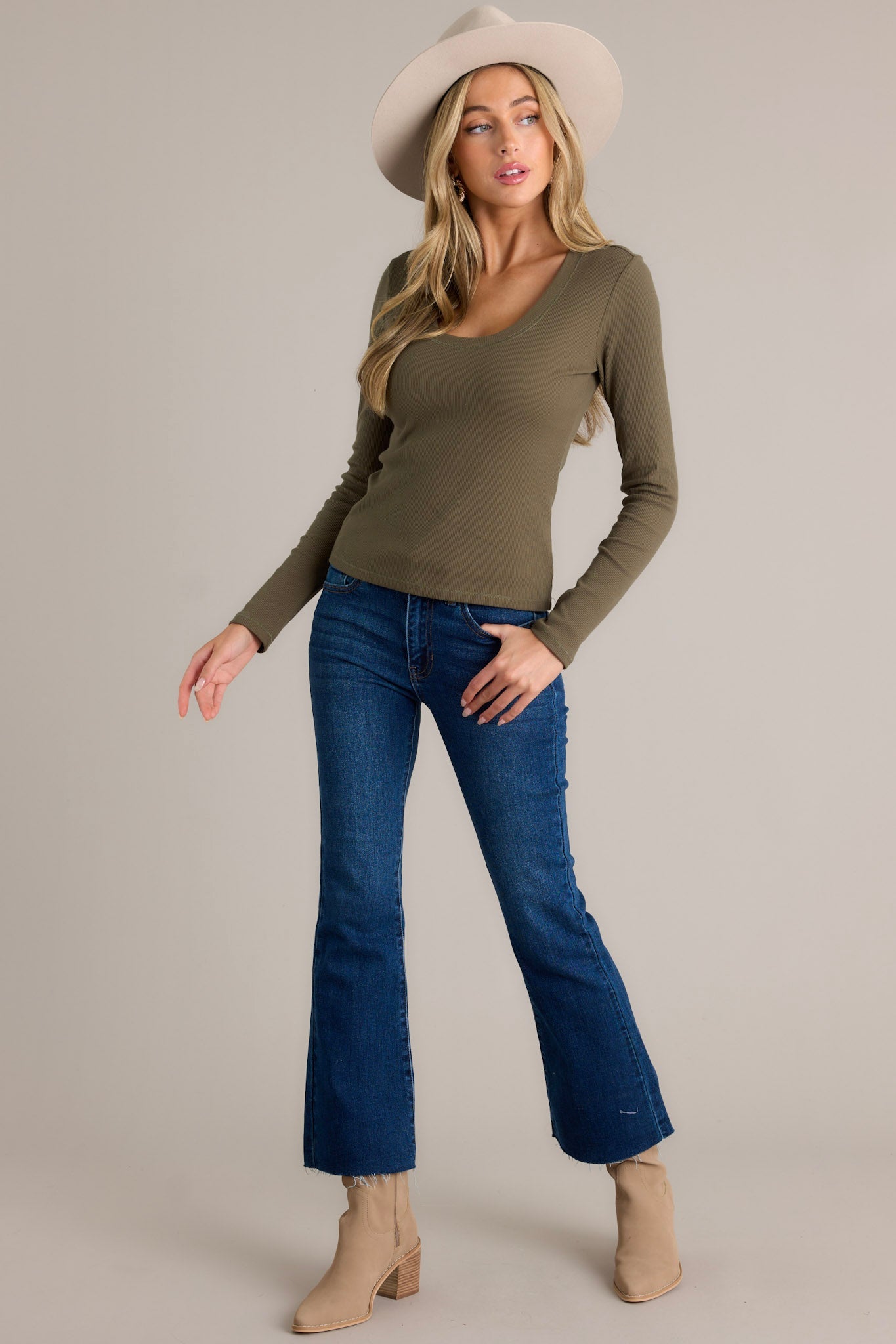 Z Supply Sirena Rib Grape Leaf Green Long Sleeve Top
