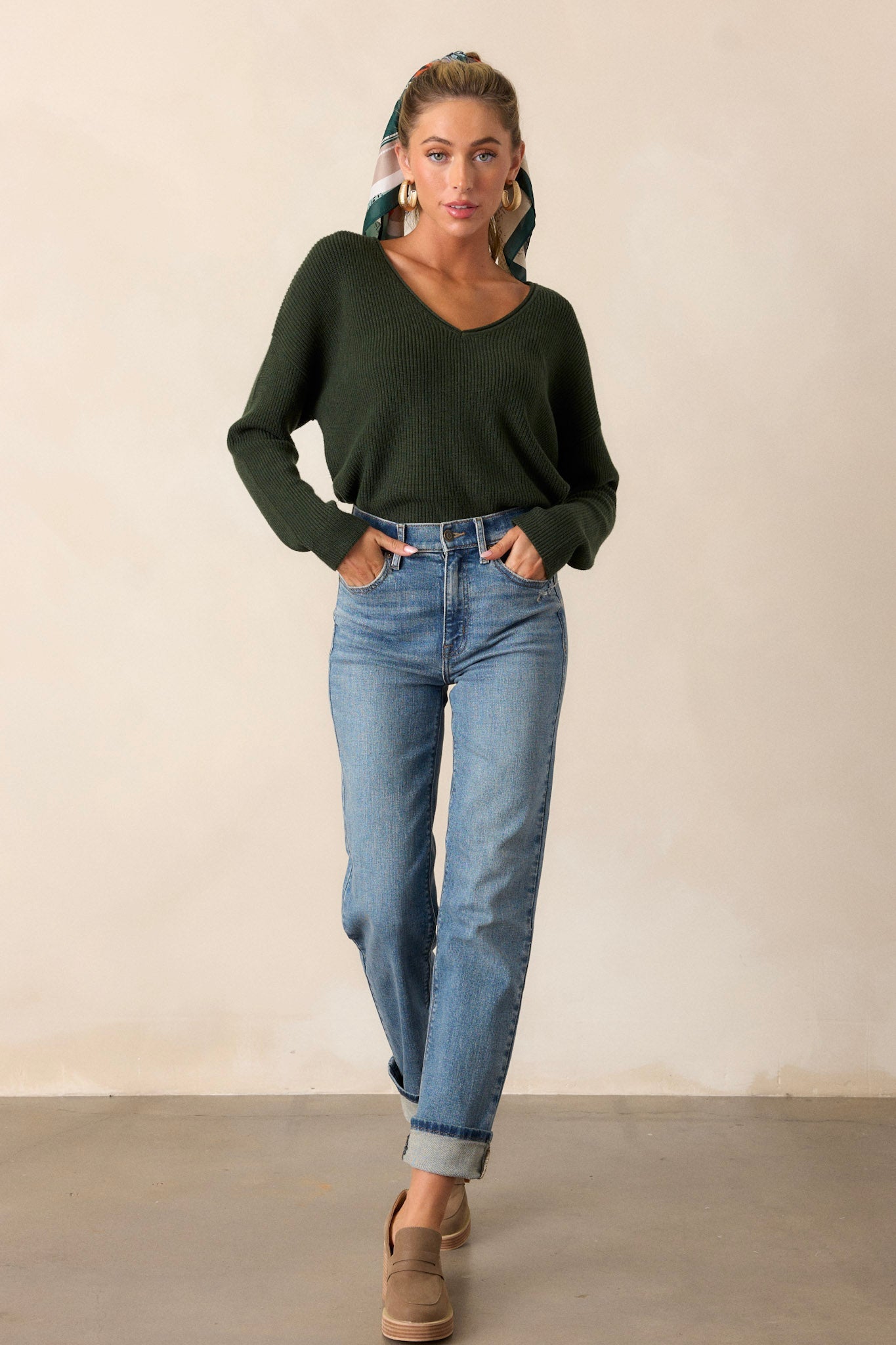 You Know It Hunter Green Ribbed Sweater