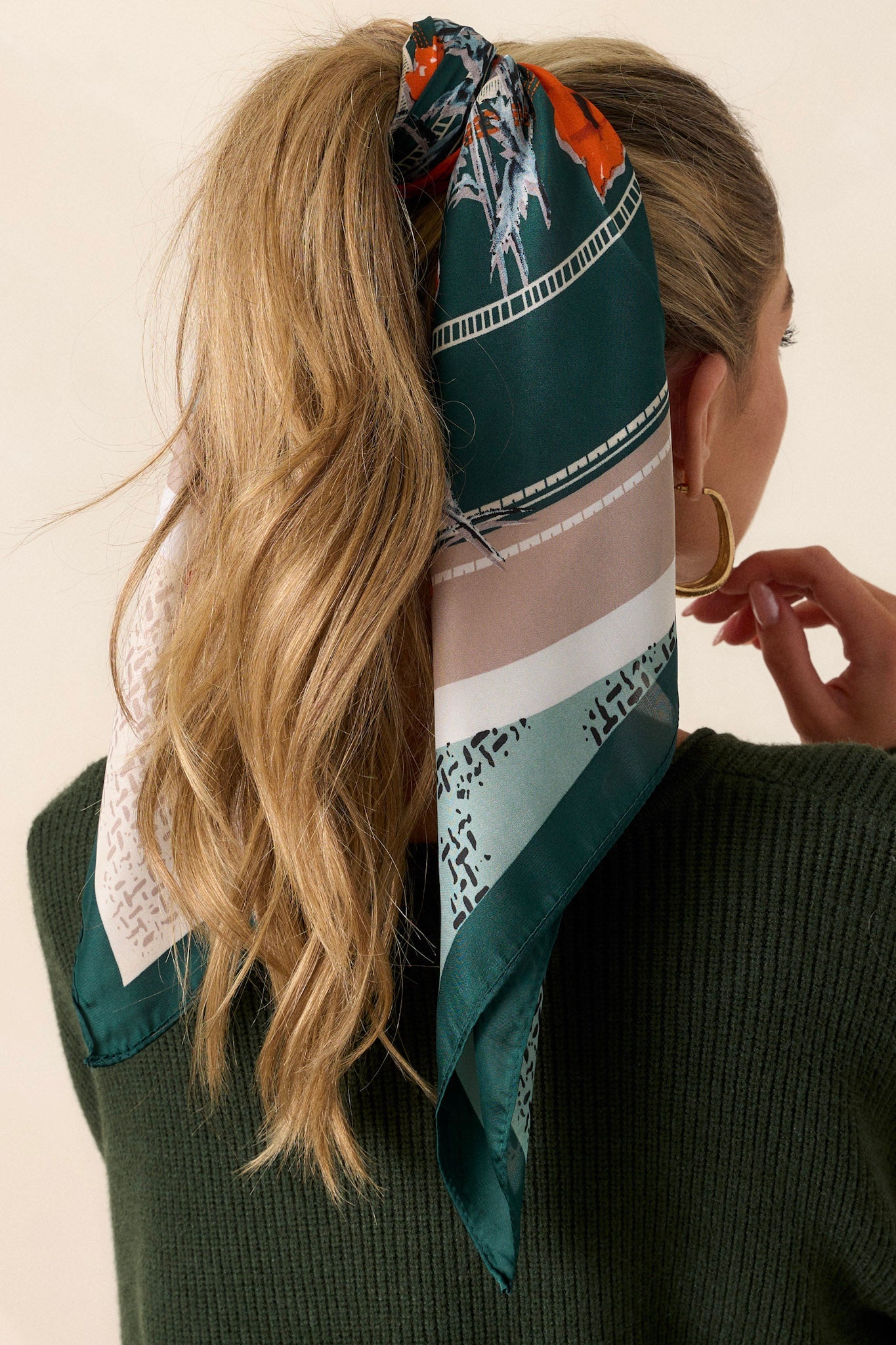 In The Distance Hunter Green Multi Print Scarf