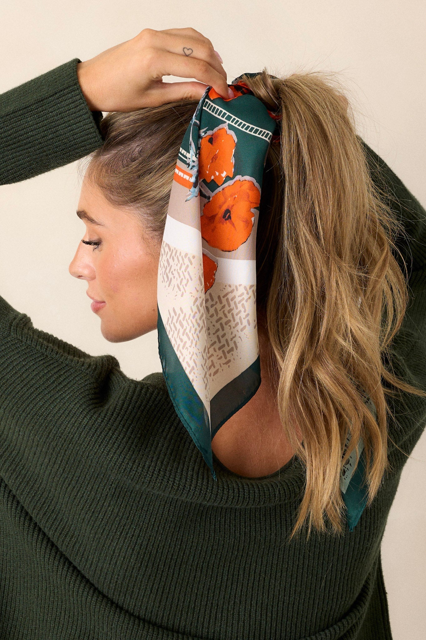 In The Distance Hunter Green Multi Print Scarf
