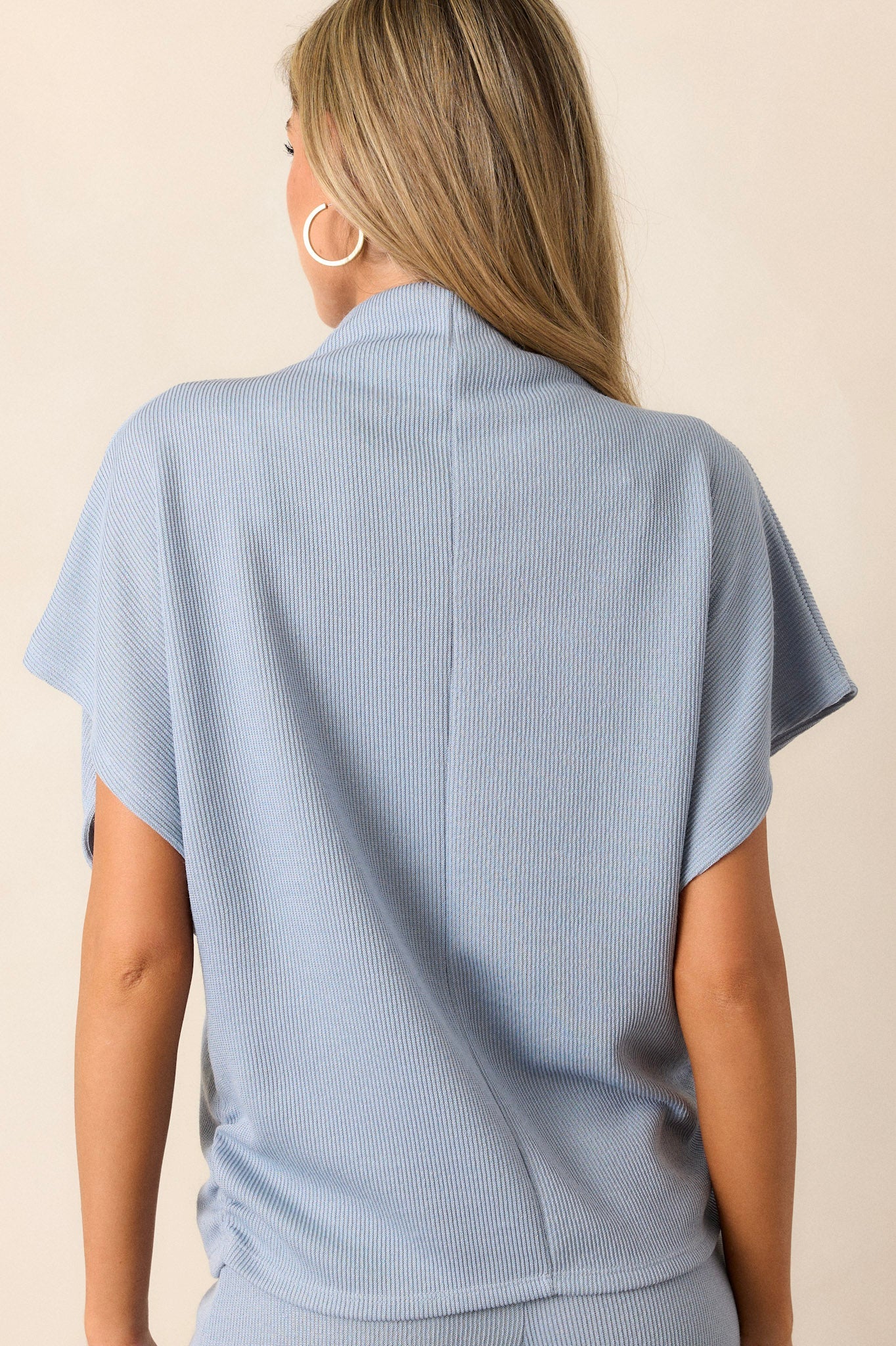 Carolina Plains Ash Blue Knit Mock Neck Top