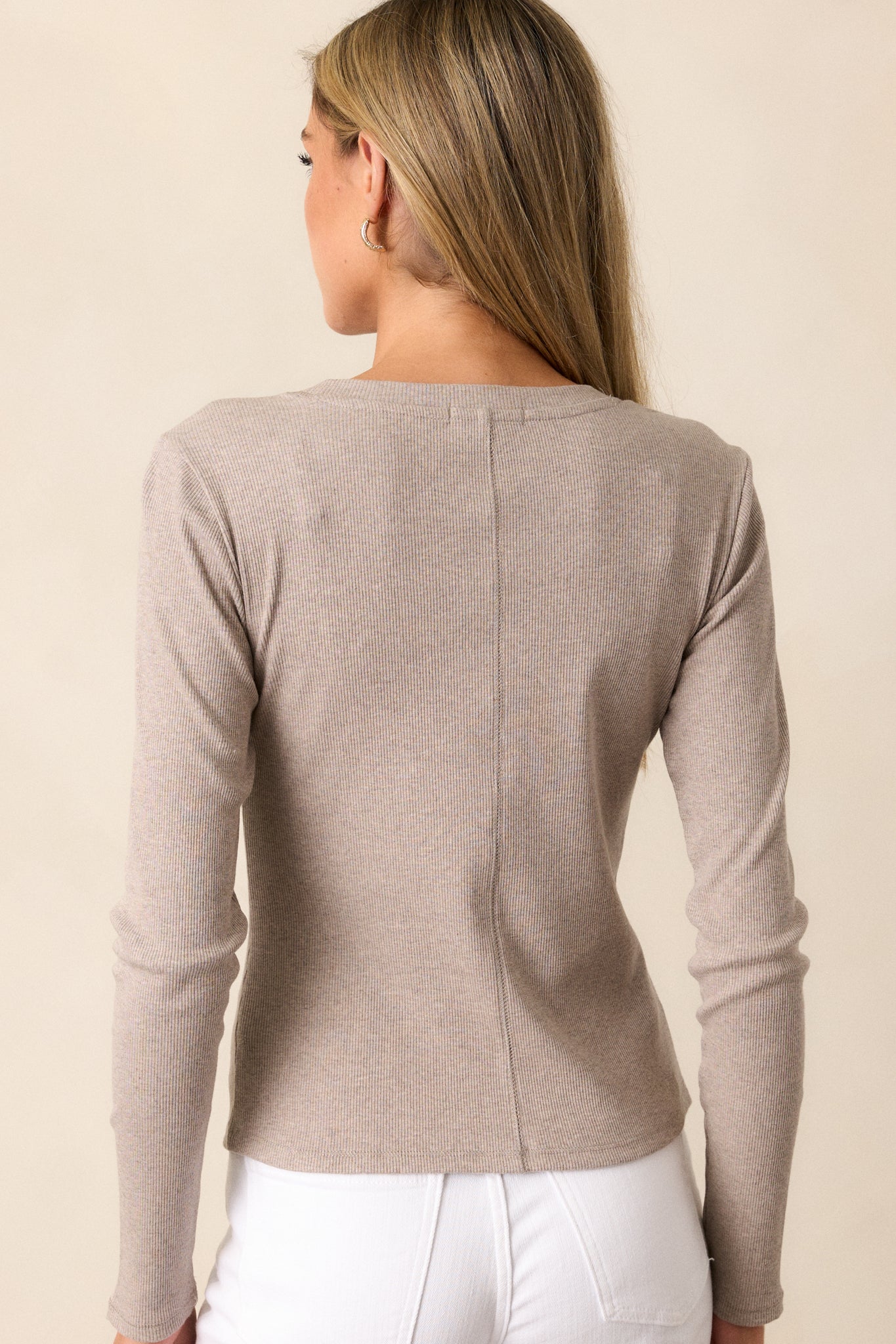 Z Supply Sirena Taupe Rib Long Sleeve Tee