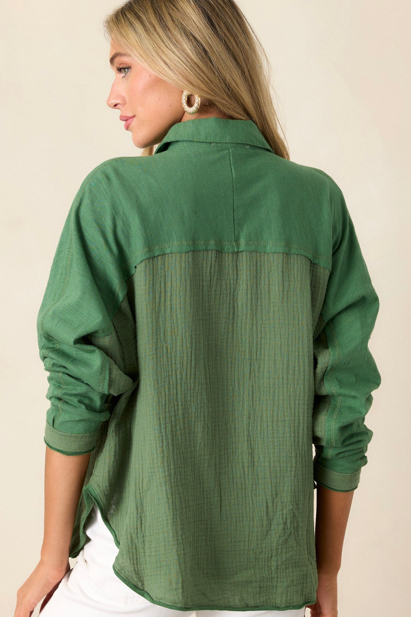 Carolina Chic Cotton Green Button Front Top
