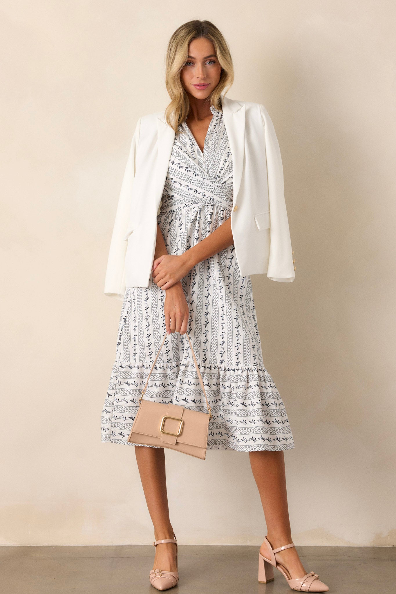 Girl On The Go Ivory Midi Shirt Dress