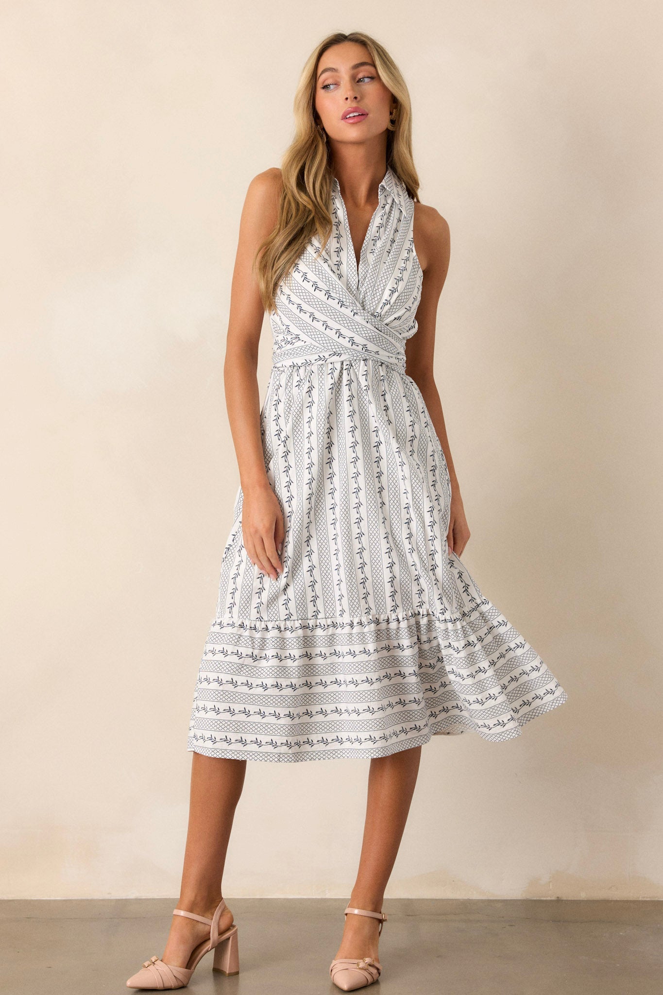 Girl On The Go Ivory Midi Shirt Dress