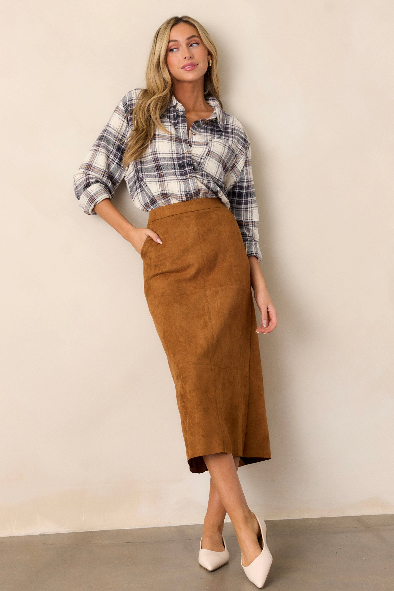 Electric Love Dark Orchid Plaid Button Front Top