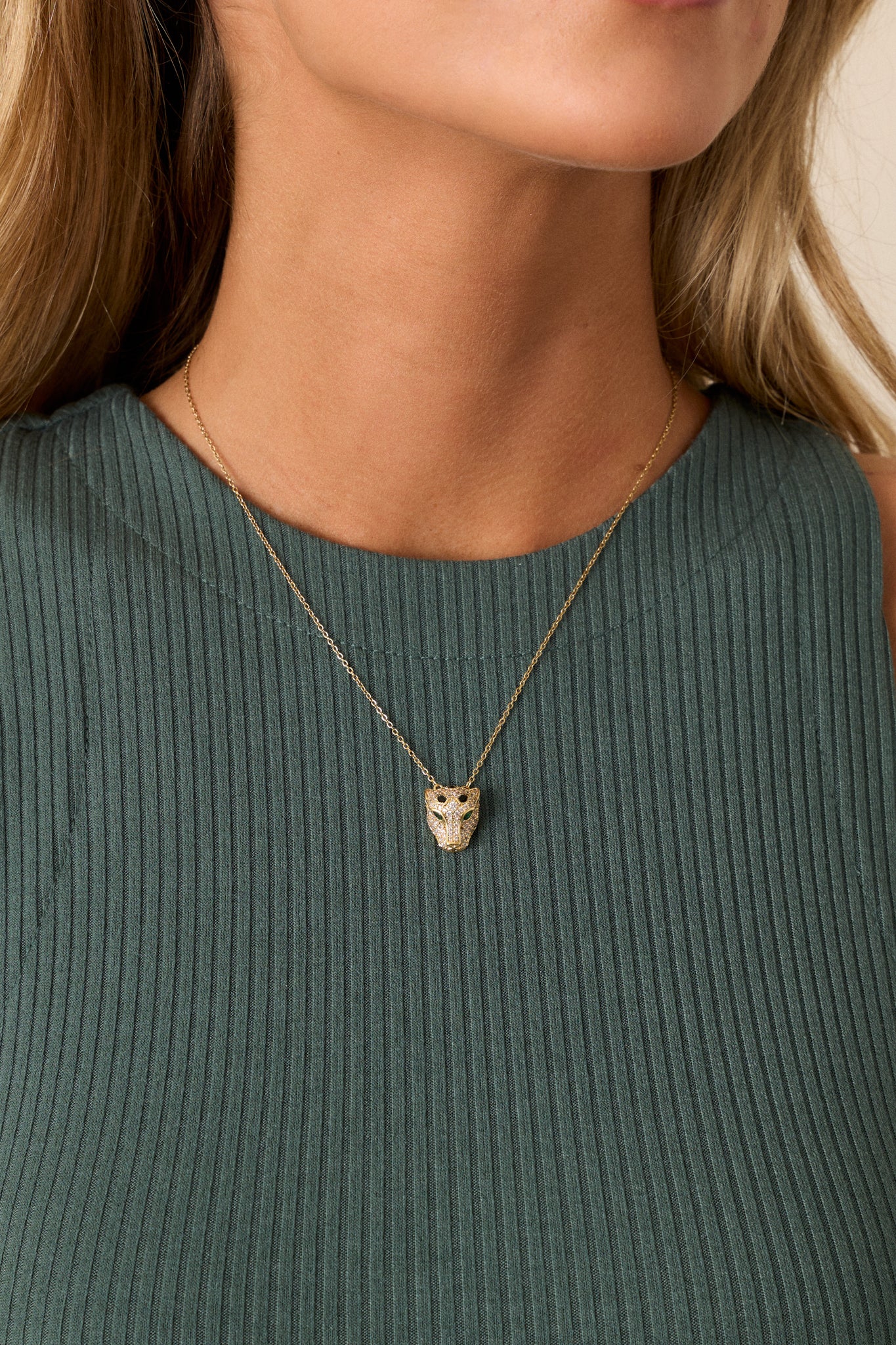 Here & Now Gold Pavè Panther Necklace