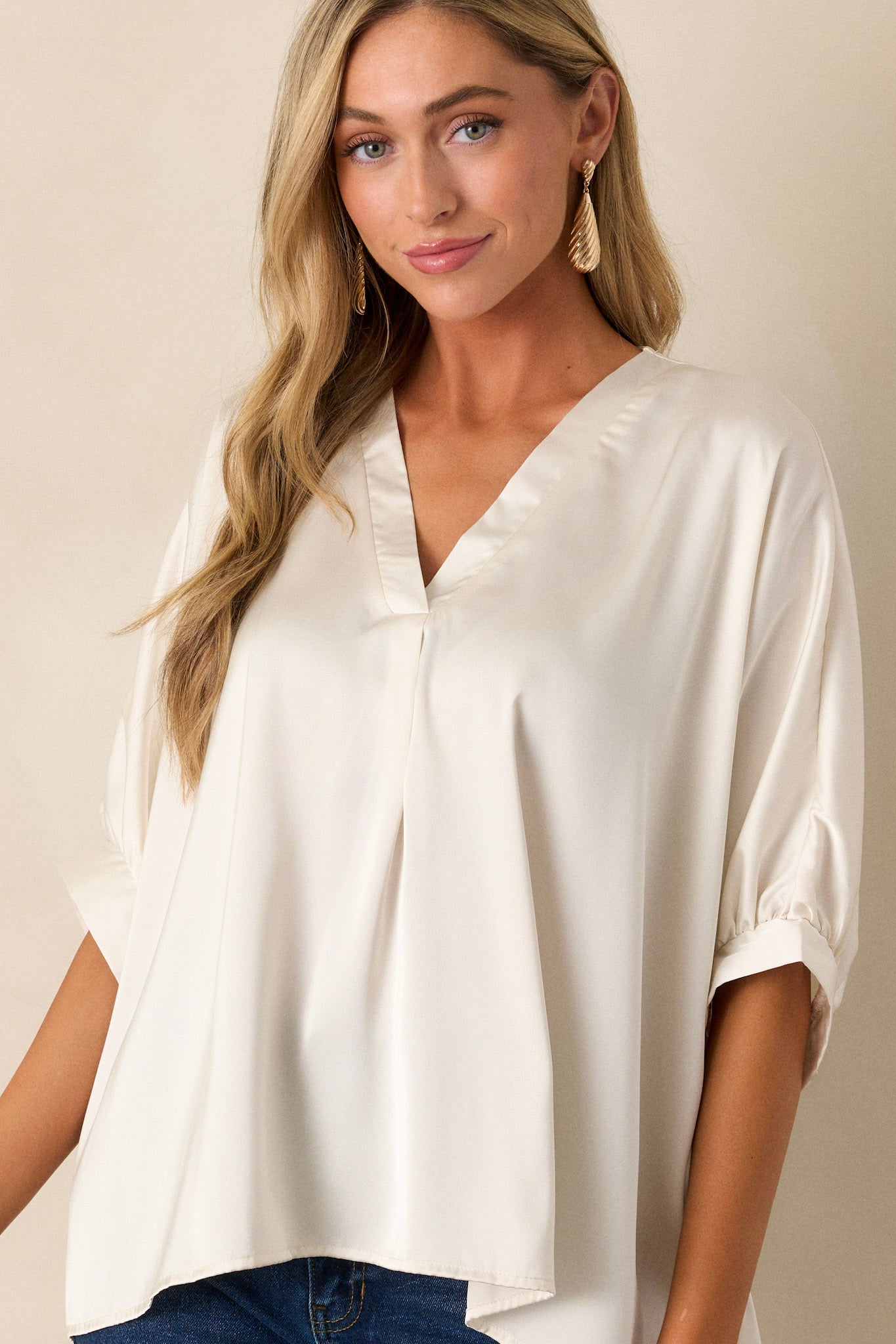 Fun And Flirty Ivory Dolman Sleeve Top