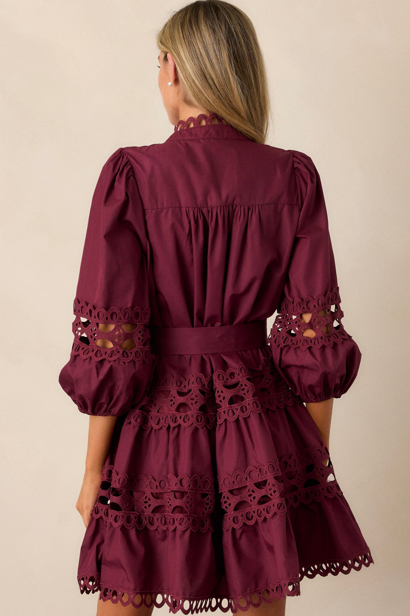 Far From Over 100% Cotton Plum Eyelet Mini Dress