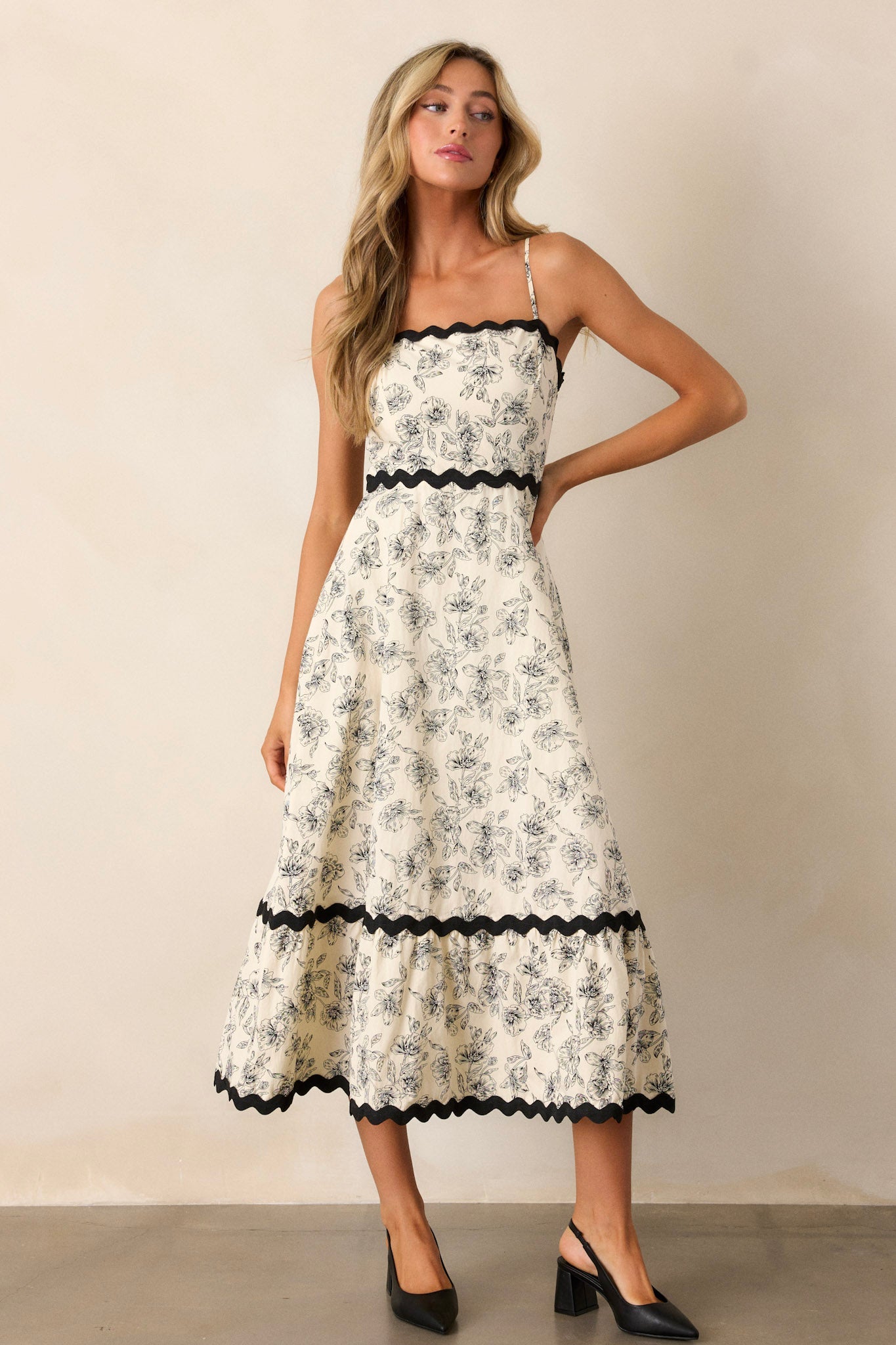 Ivy Illusions Cotton Ivory Floral Print Maxi Dress