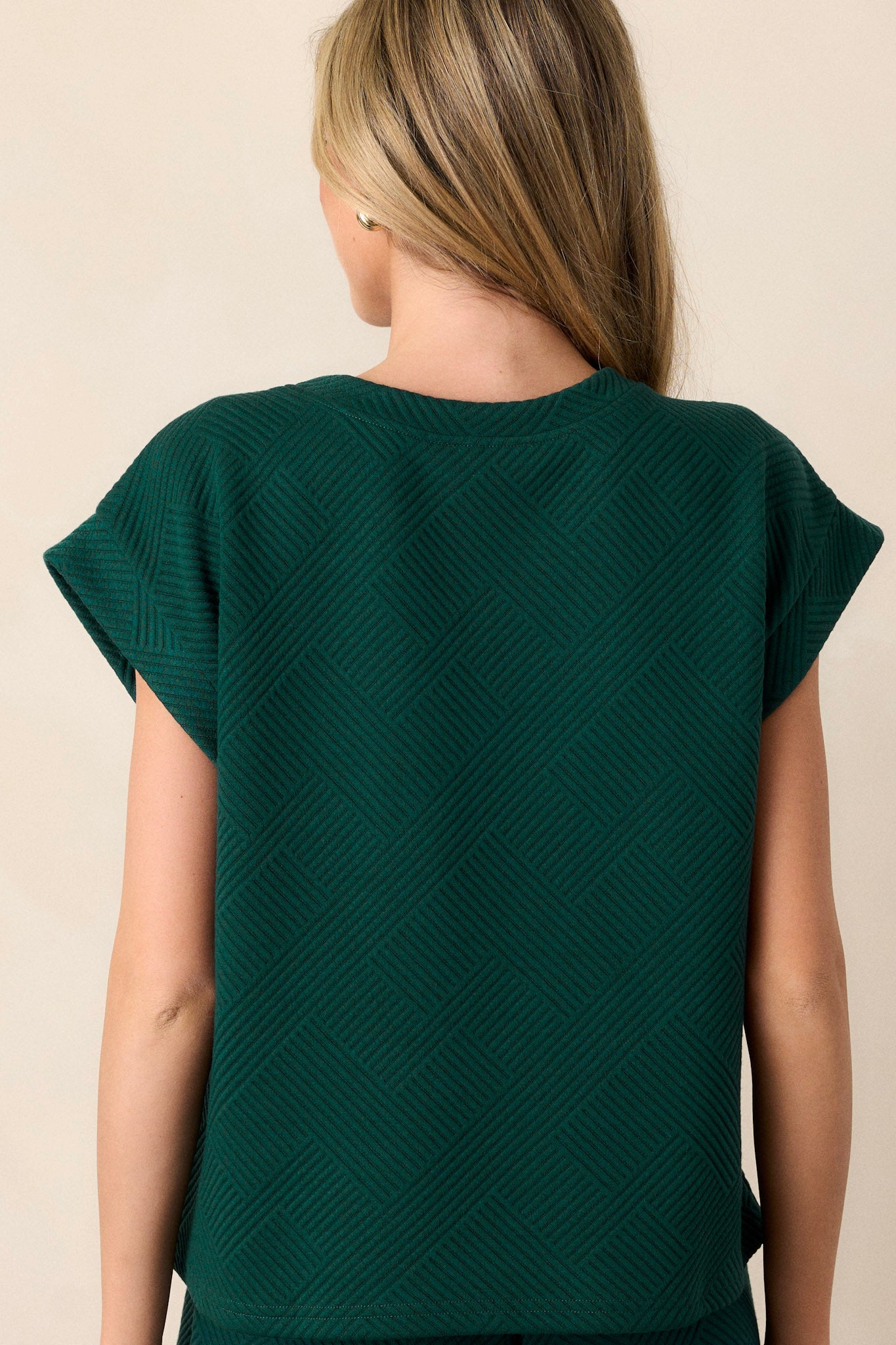 Keep It Creative Forest Green Textured Short Sleeve Top