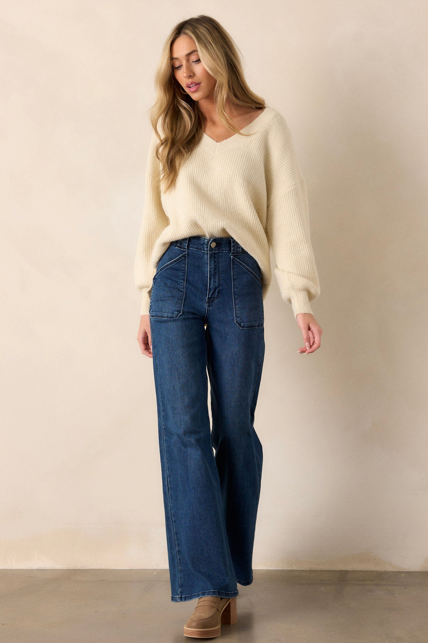 Hazy Days Dark Wash Wide Leg Jeans