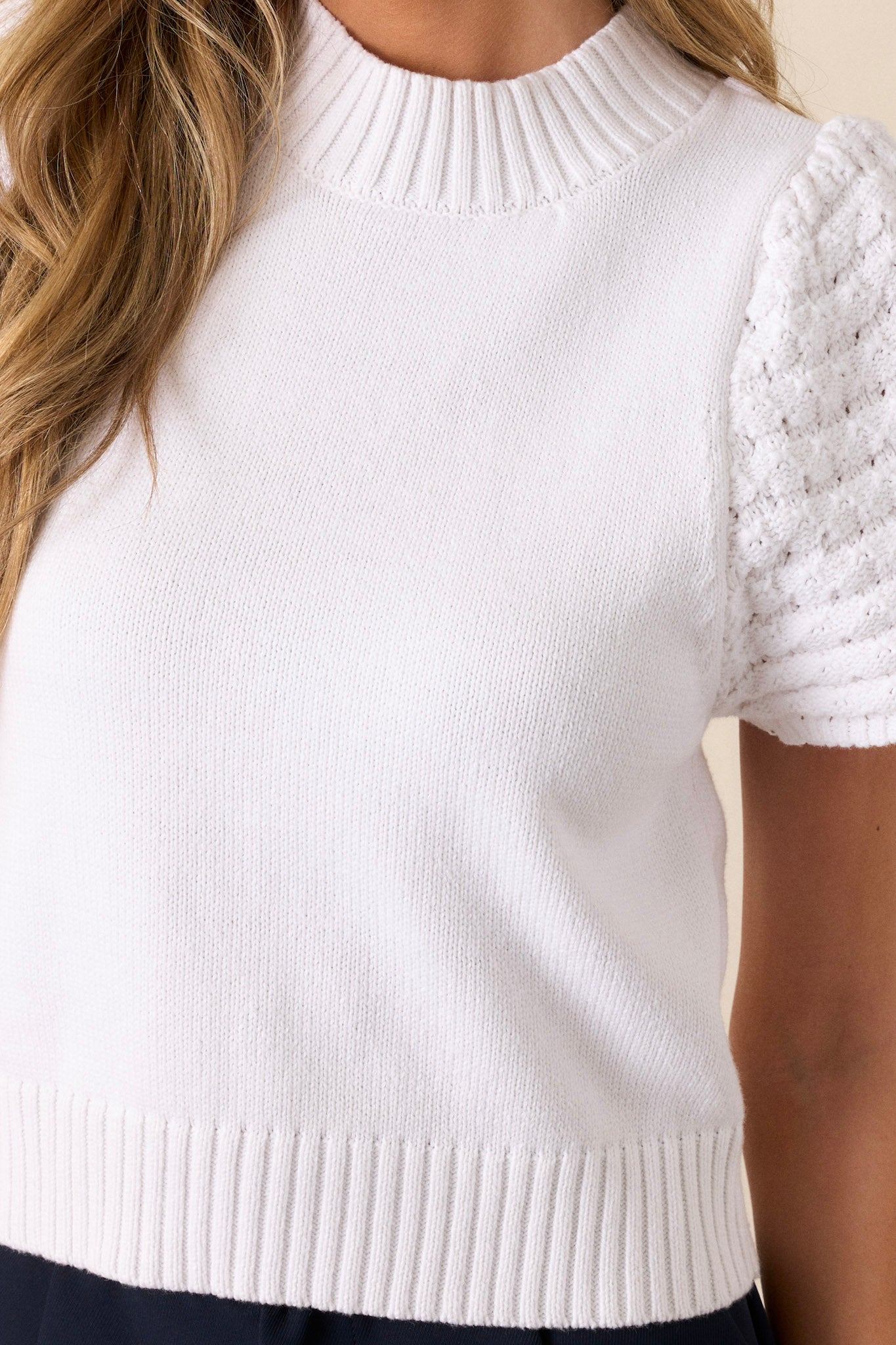 You and I White Collared Cap Sleeve Sweater