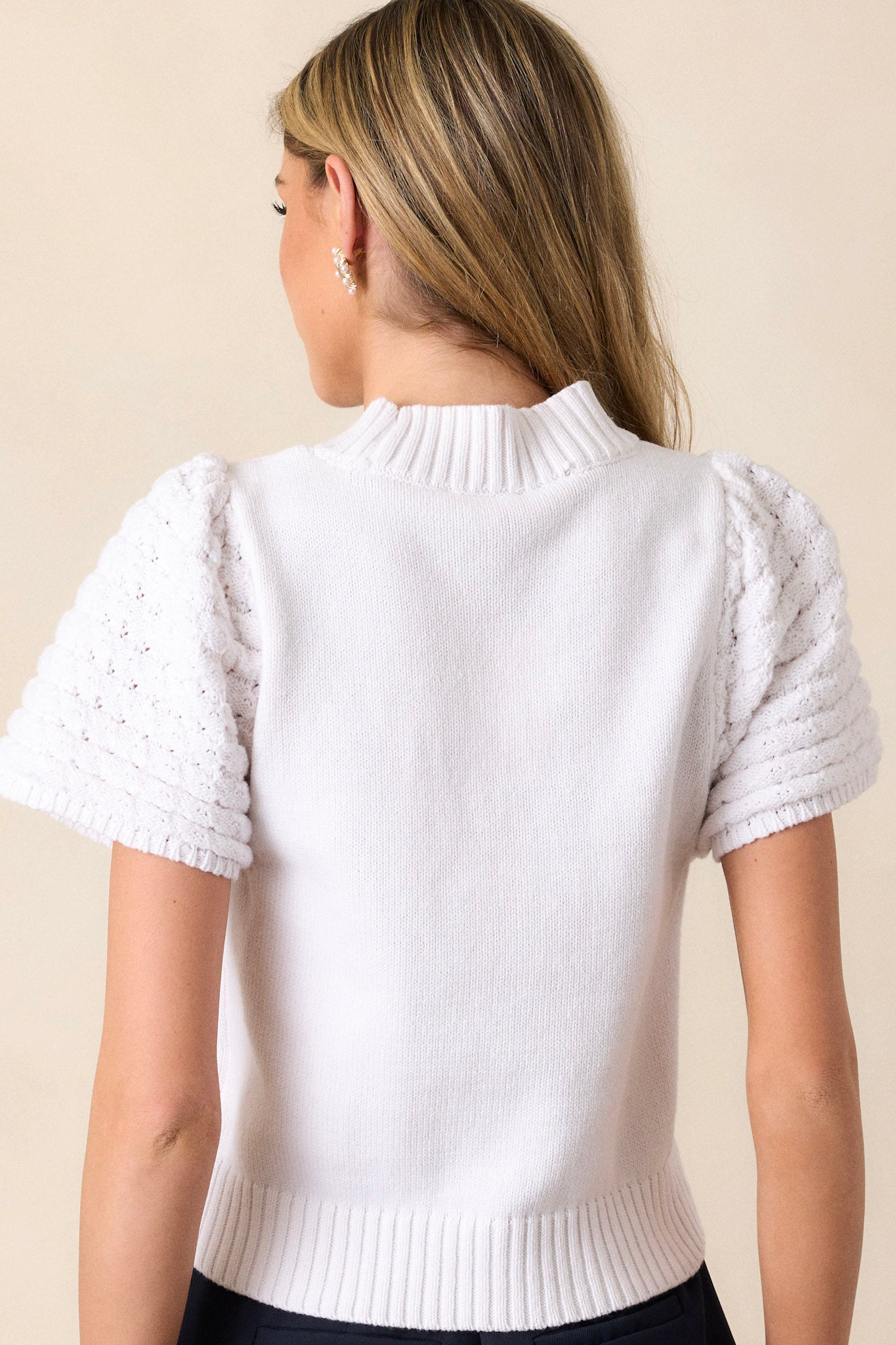 You and I White Collared Cap Sleeve Sweater
