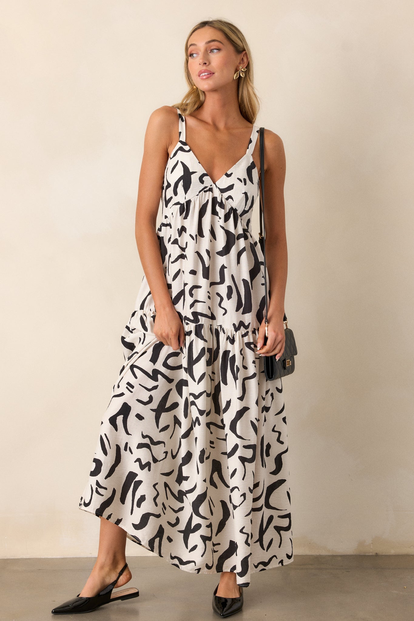 Just Having Fun White Abstract Maxi Dress