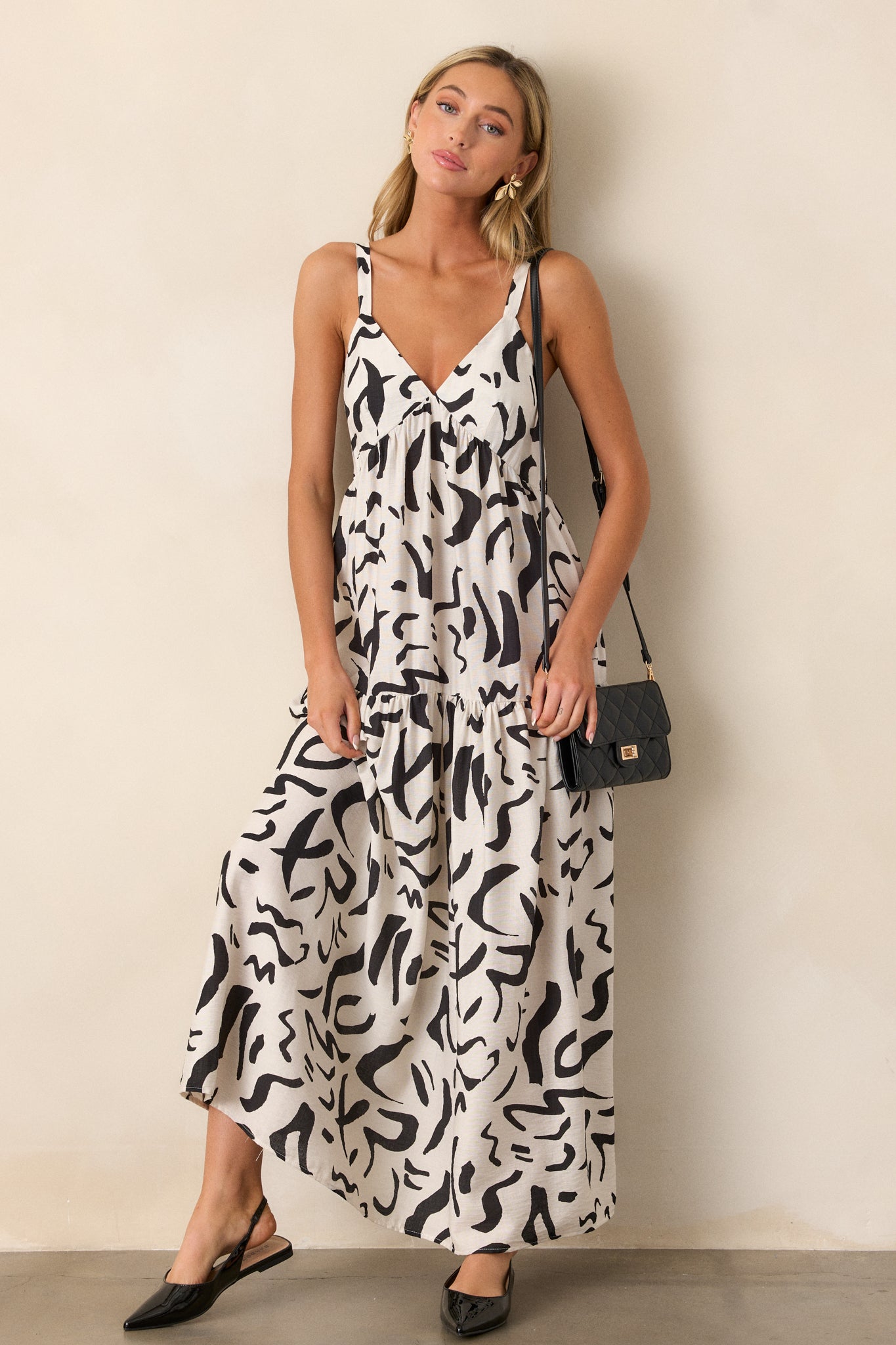 Just Having Fun White Abstract Maxi Dress