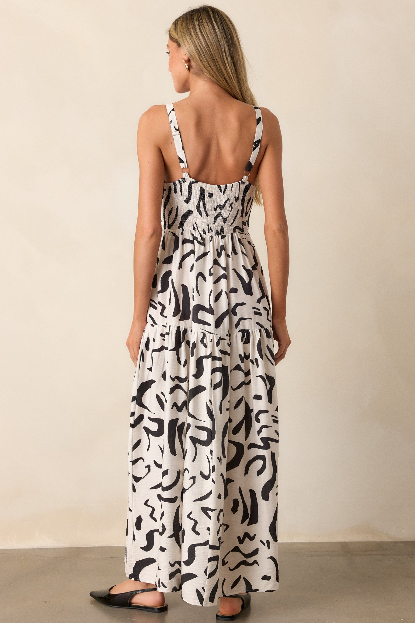 Just Having Fun White Abstract Maxi Dress