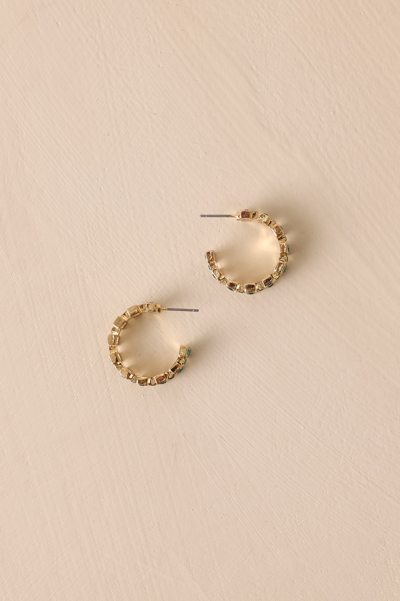 Anything For You Green Rhinestone Hoop Earrings