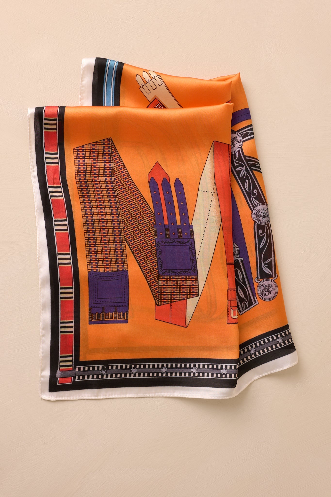 Found My Way Orange Multi Print Scarf