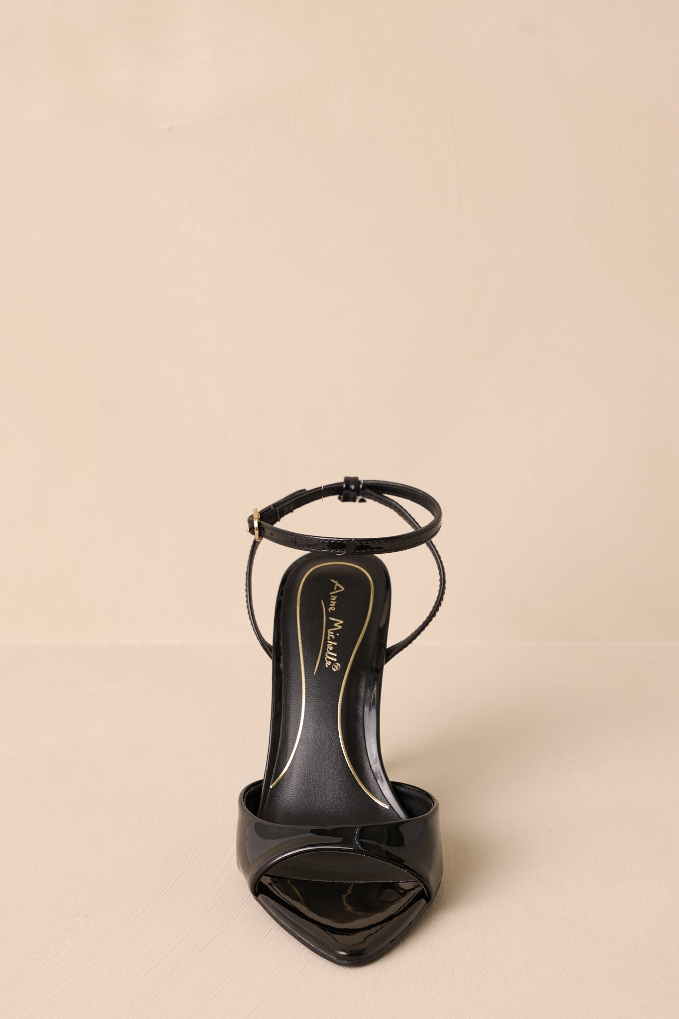Chasing Perfection Black Pointed-Toe Ankle Strap Heels