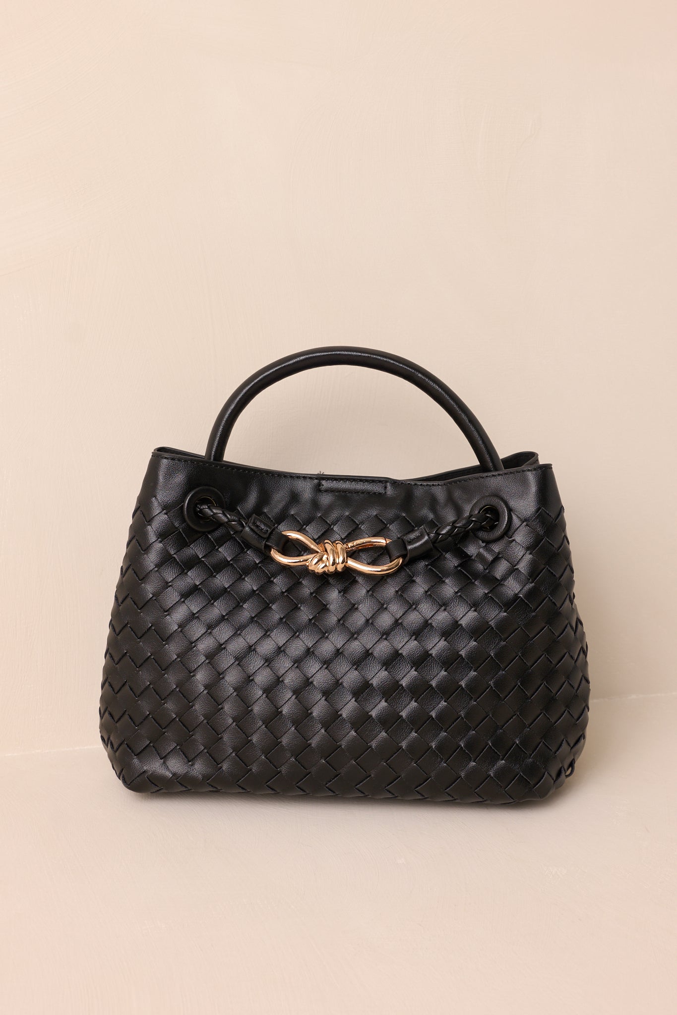 Just My Type Black Woven Faux Leather Handbag