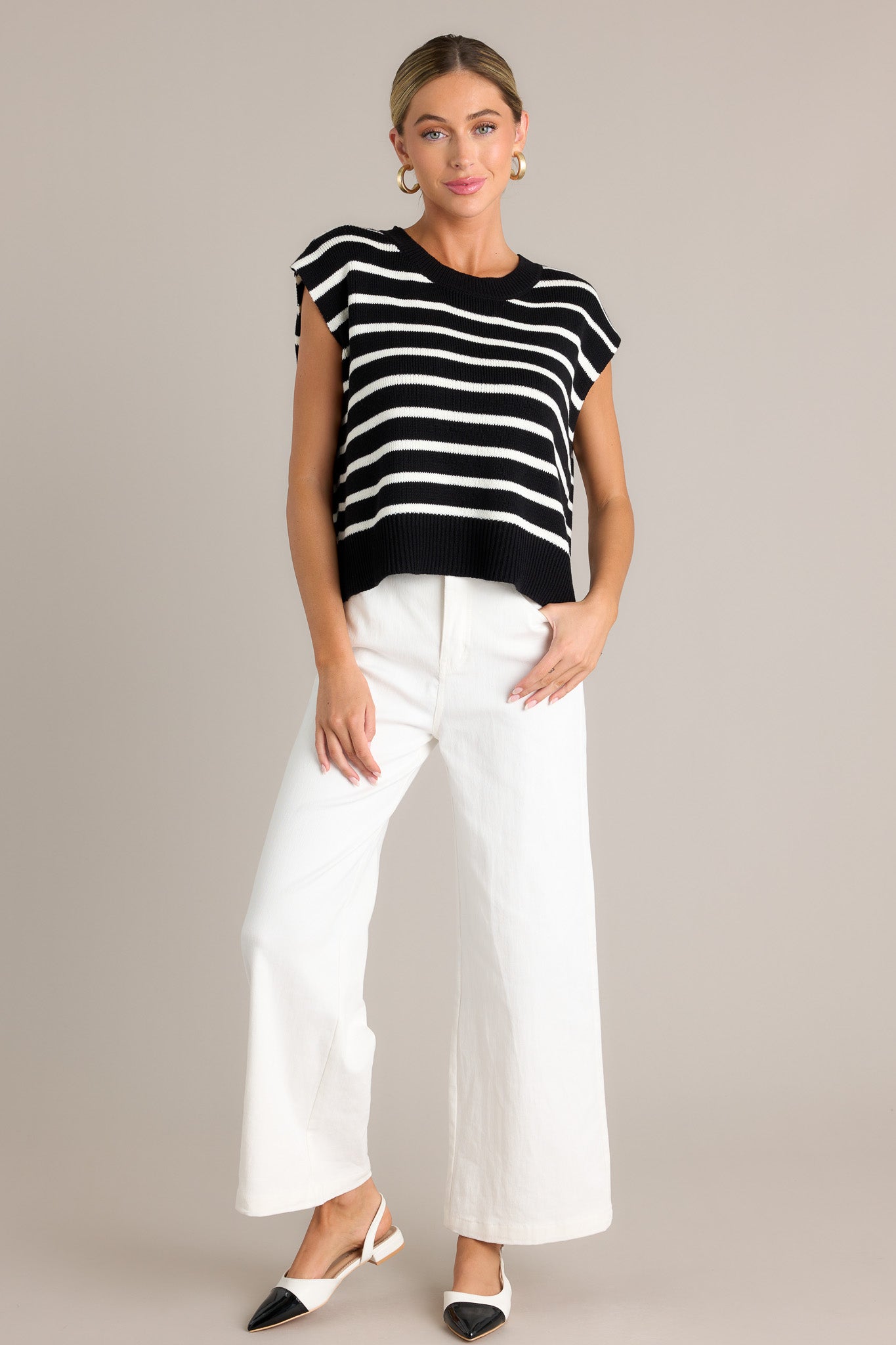 Daring Diva Black Stripe Sweater Top