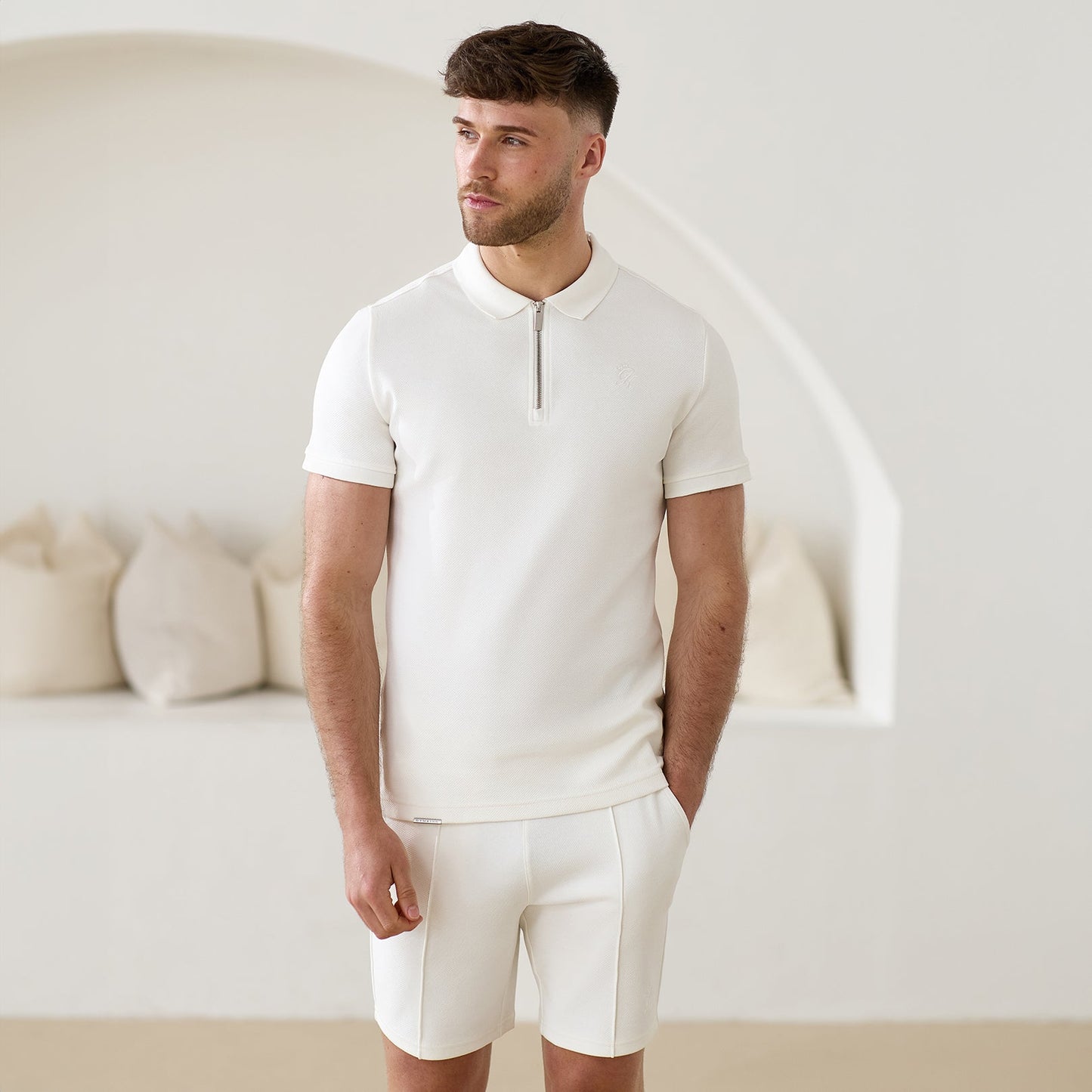 Gym King Portals Texture Polo - Cream