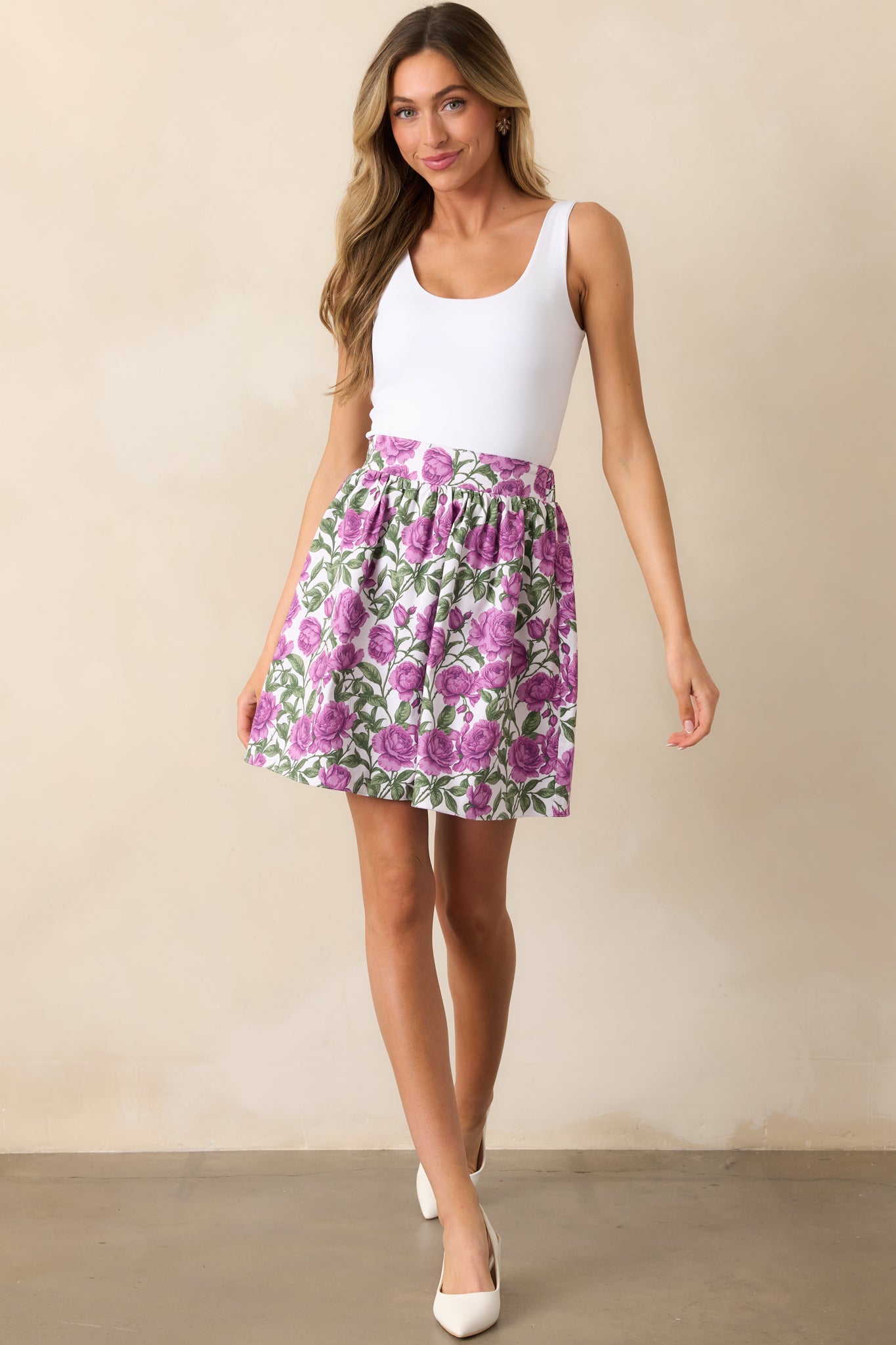 Adrian Violet Blooms Lilac Floral Cotton Reversible Skirt