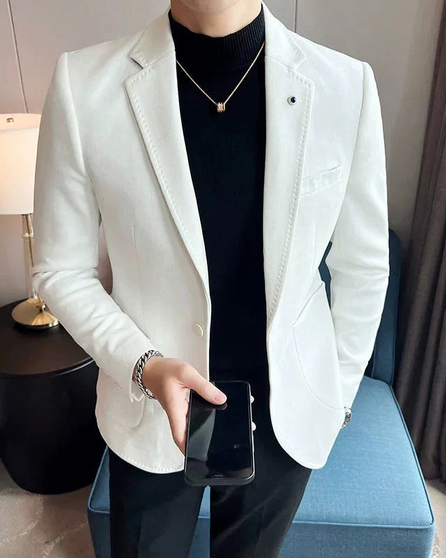 Elegant Men's Single Button Spandex Blazer - Mathéo Blazer