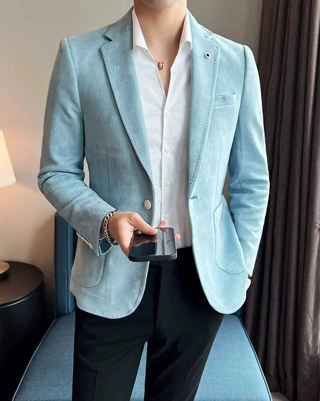 Elegant Men's Single Button Spandex Blazer - Mathéo Blazer