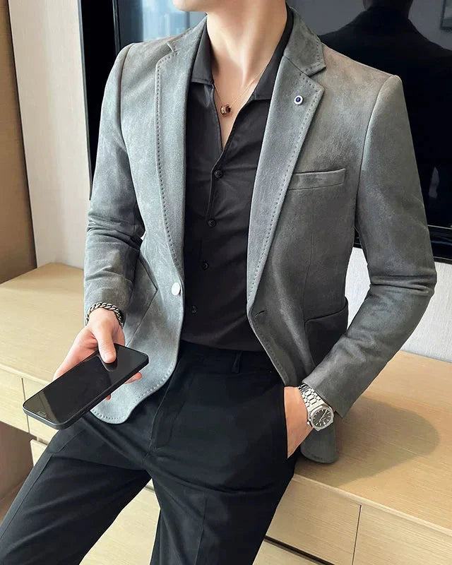 Elegant Men's Single Button Spandex Blazer - Mathéo Blazer