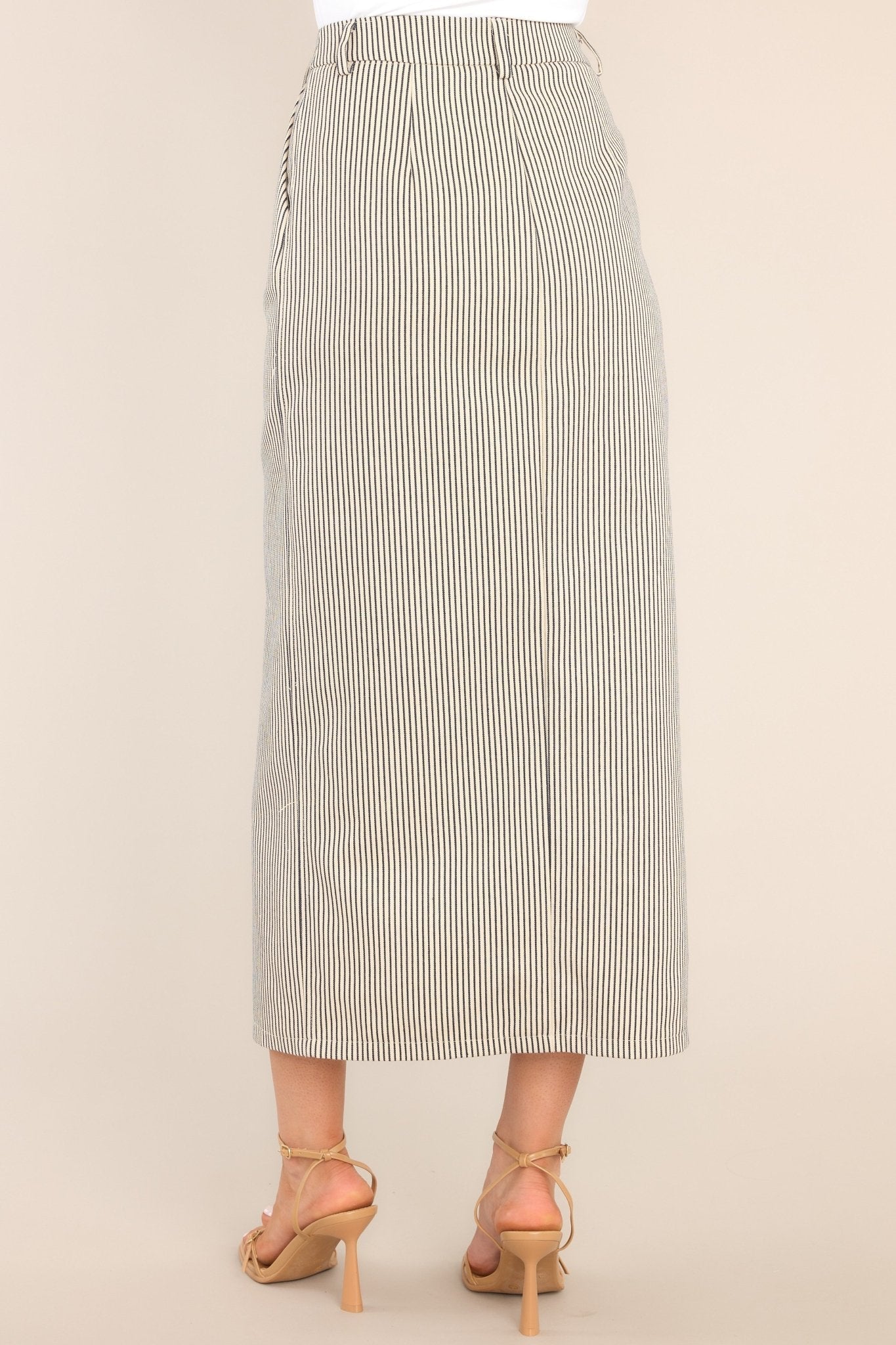 Change It Up Natural & Navy Stripe Maxi Skirt