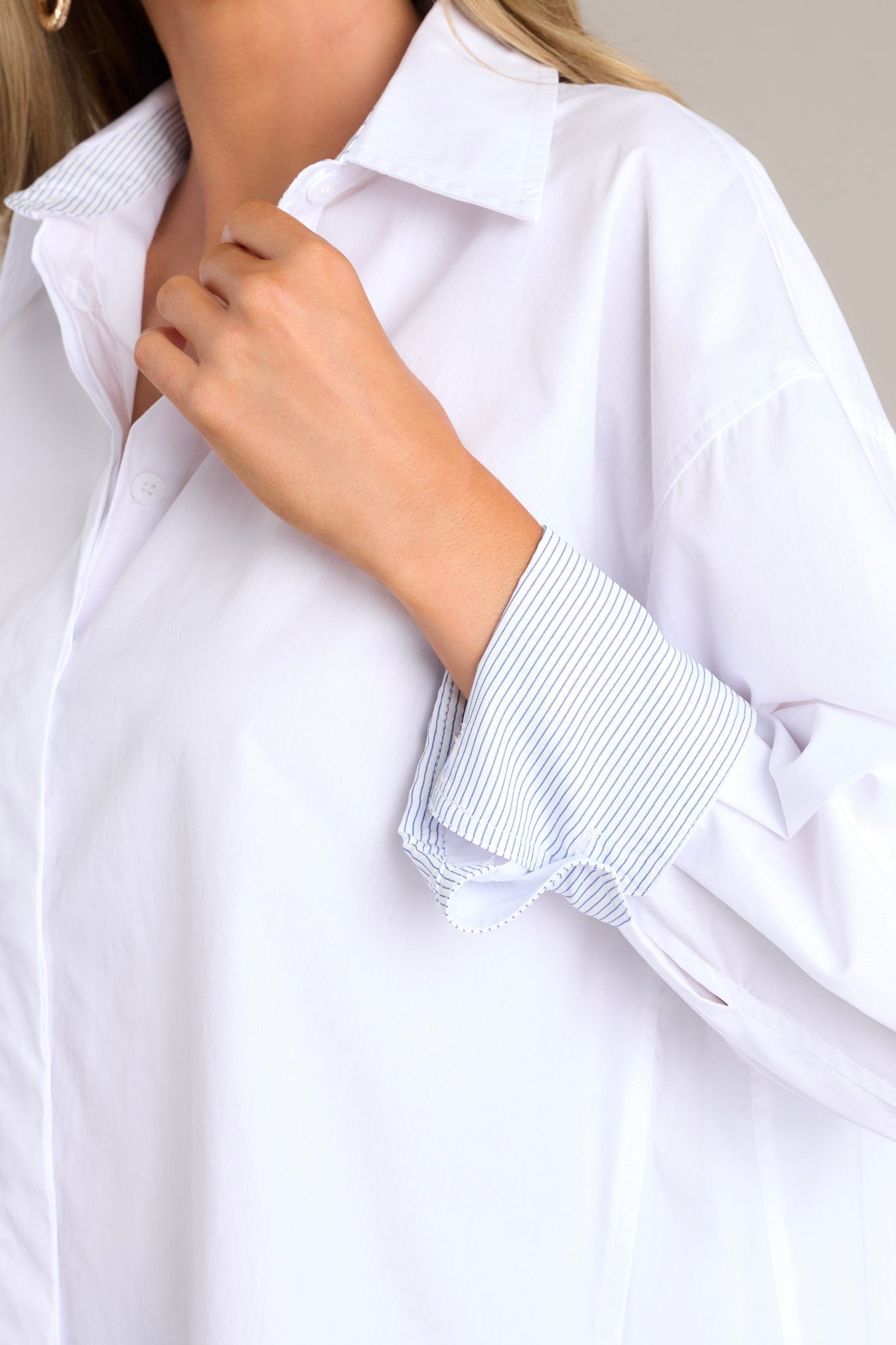 Chic Sophistication Cotton White Button Front Top