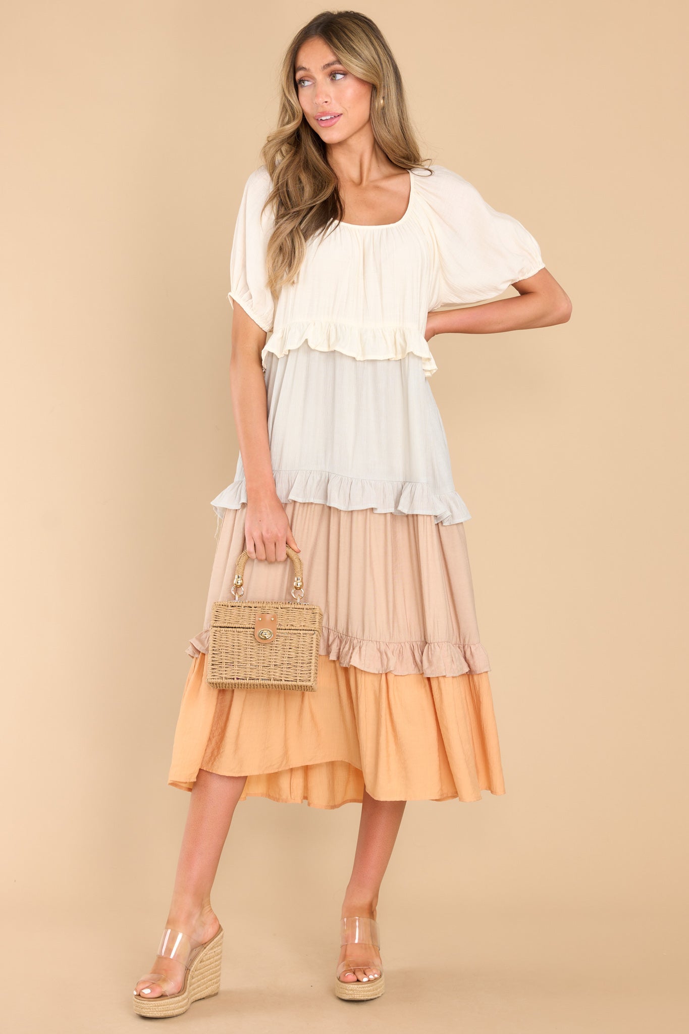 For My Sake Natural Multi Midi Dress