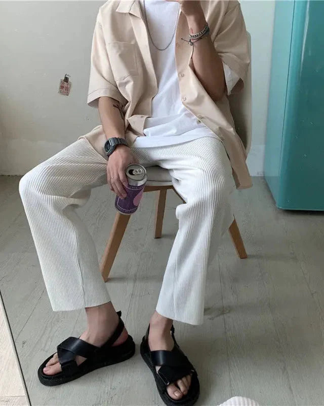 Old Money Men's Pleated and Modal Fabric Trousers - Gabin Pants