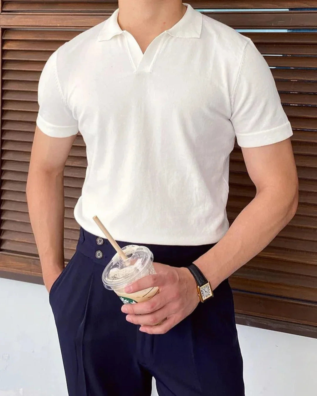 Men's Polo Shirt in Breathable Cotton and Handwoven - Ethan Polo