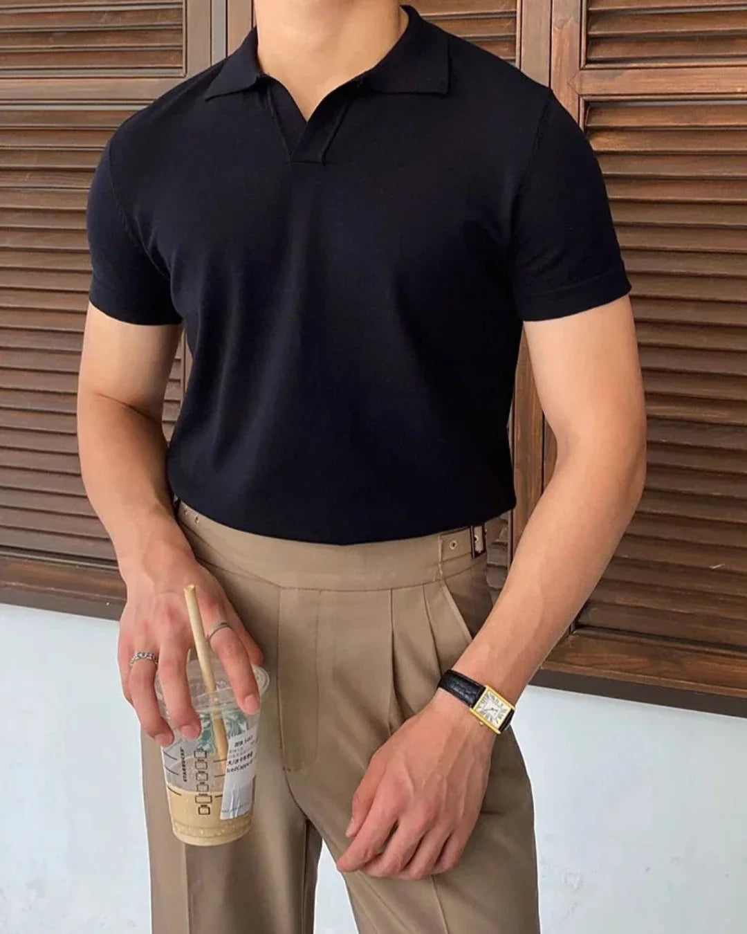 Men's Polo Shirt in Breathable Cotton and Handwoven - Ethan Polo