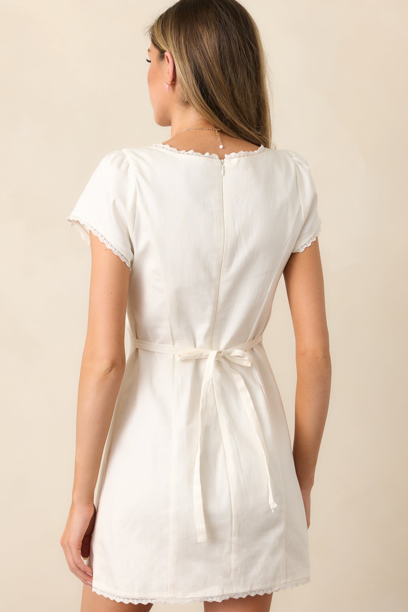 A Day In The Meadow White Button Front Mini Dress