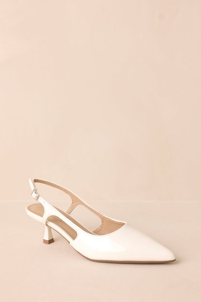 Fiercely Stunned White Patent Kitten Heels