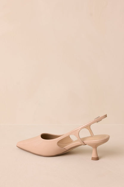 Fiercely Stunned Nude Patent Kitten Heels