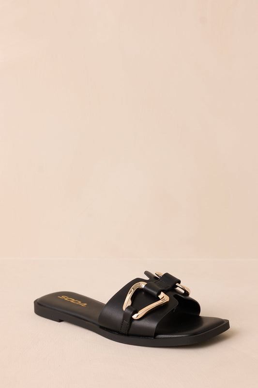 Stepping Stones Black & Gold Sandals