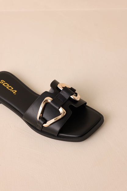 Stepping Stones Black & Gold Sandals