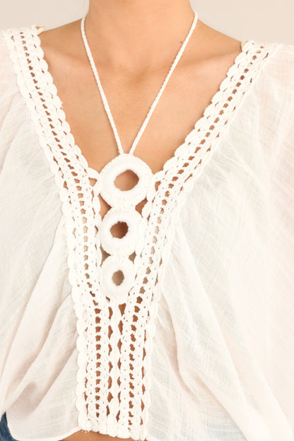 World Is Your Oyster White Crochet Top